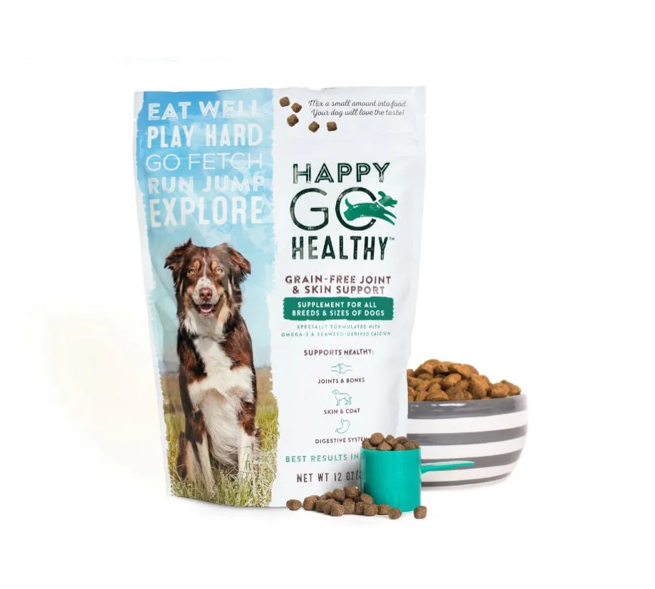 Happy Go Healthy Dog Food Grain-Free Joint Skin Support Blue Green White