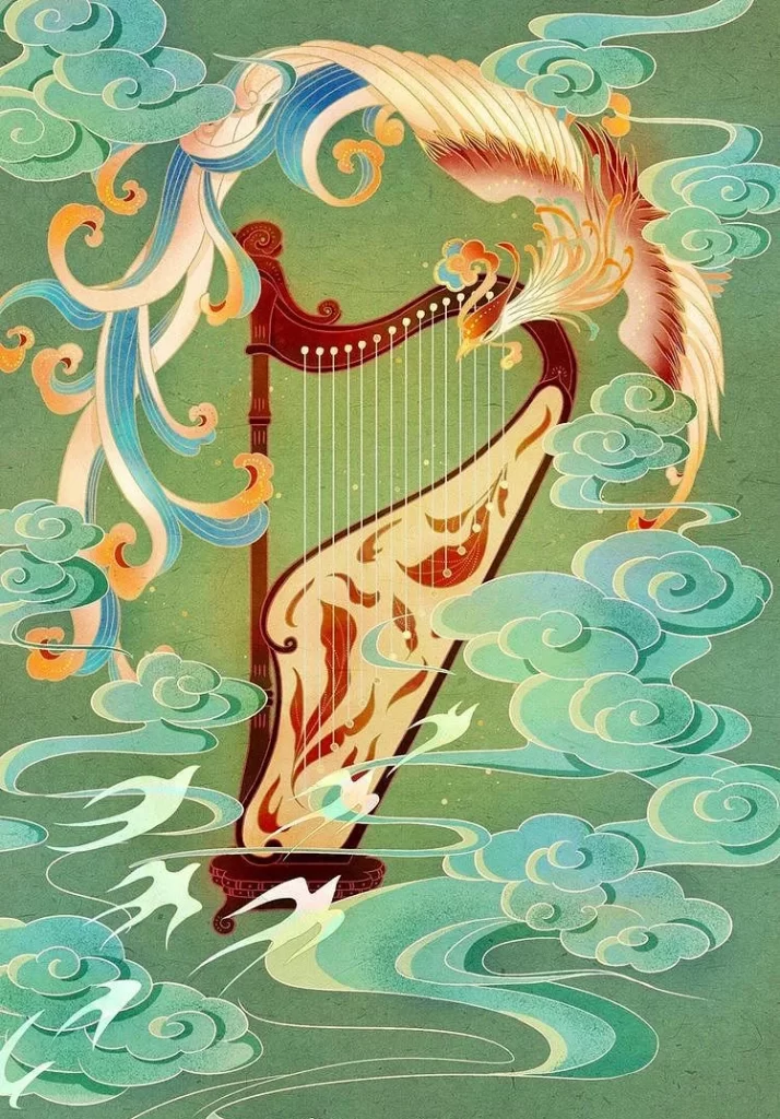 Harmonious Composition Ethereal Clouds Vibrant Colors Artistic Illustration