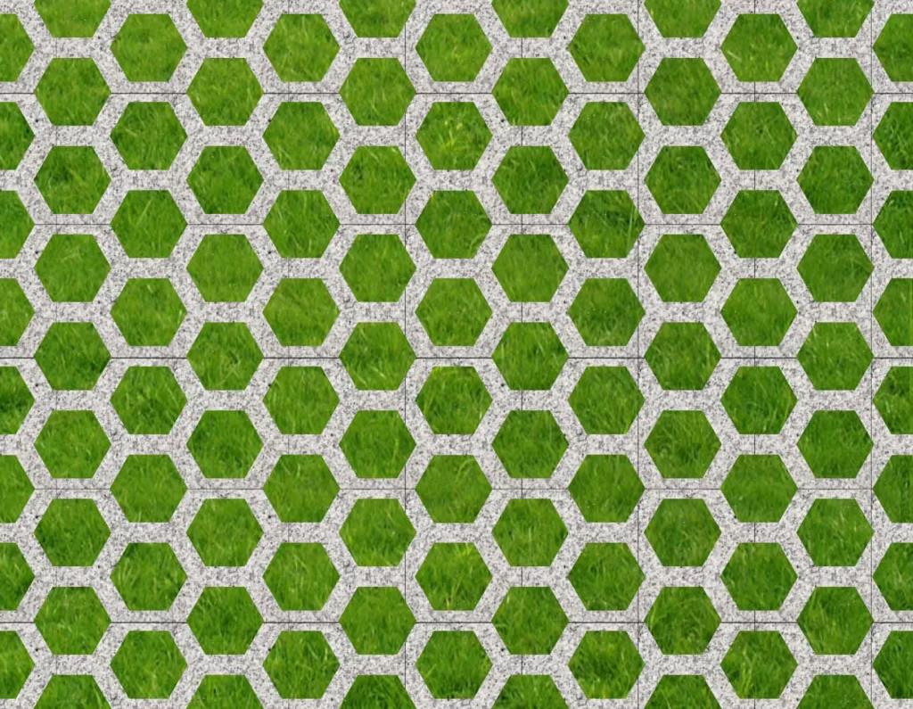 Hexagonal Pattern Grass Concrete