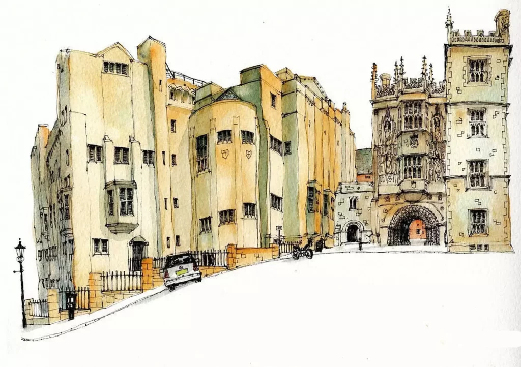 Historic Architecture Watercolor Urban Landscape Gothic Style European City