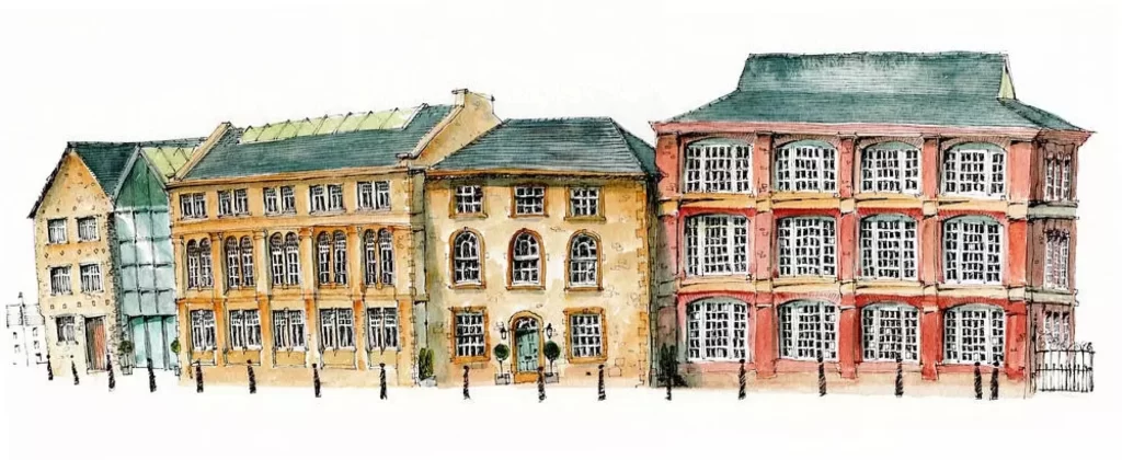 Historic Buildings Watercolor Architecture