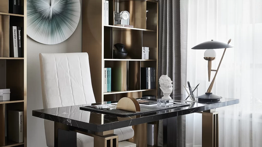 Home Office Contemporary Black White Gold Minimalist