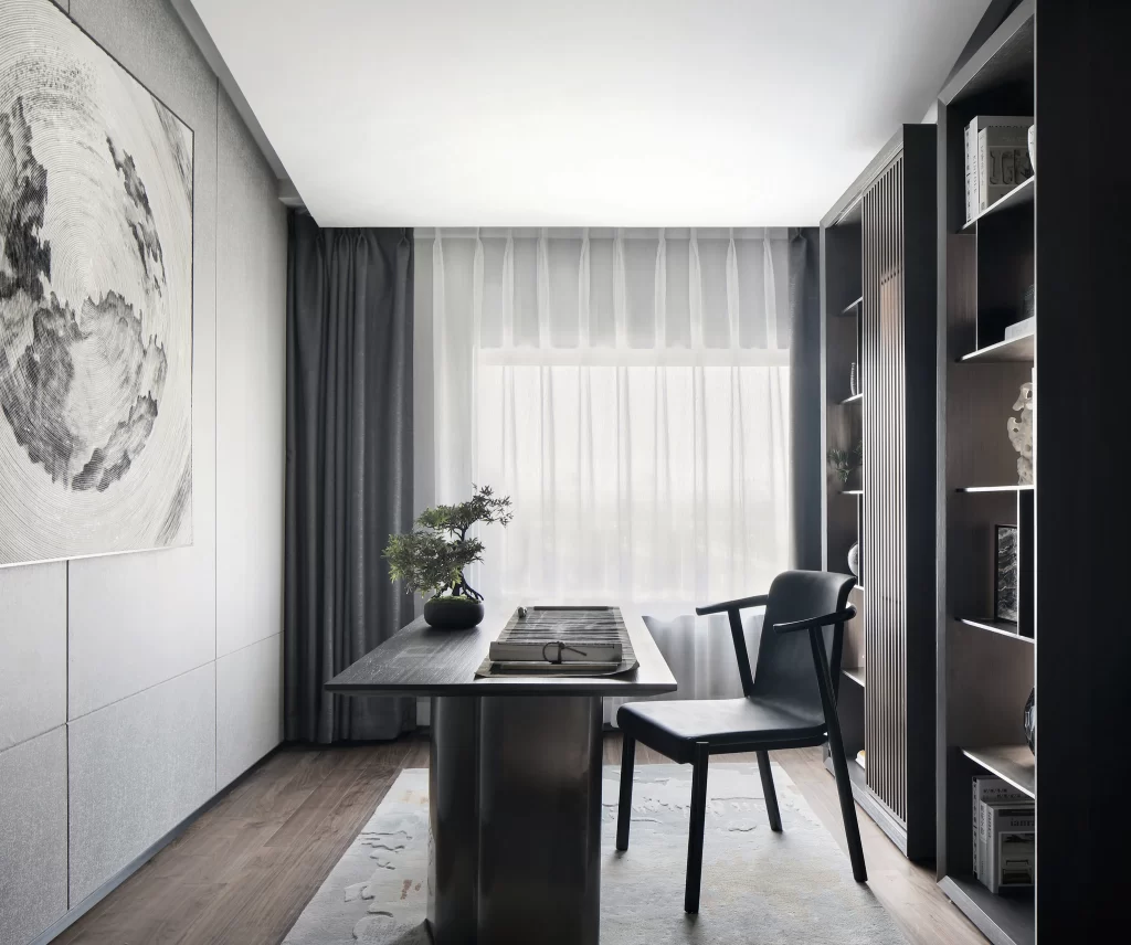 Home Office Contemporary Neutral Black White Wood