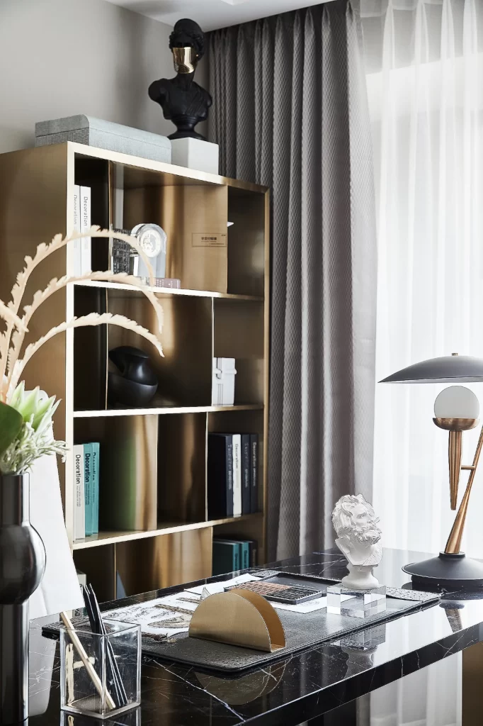 Home Office Contemporary Neutral Gold Black White