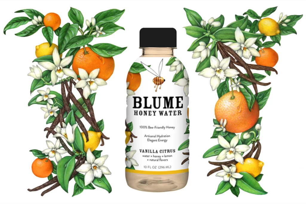 Honey Water Vanilla Citrus Beverage Packaging Botanical