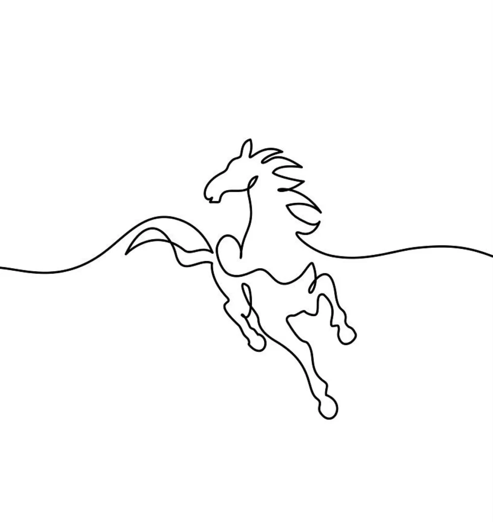 Horse Line Art Minimalist Running Dynamic