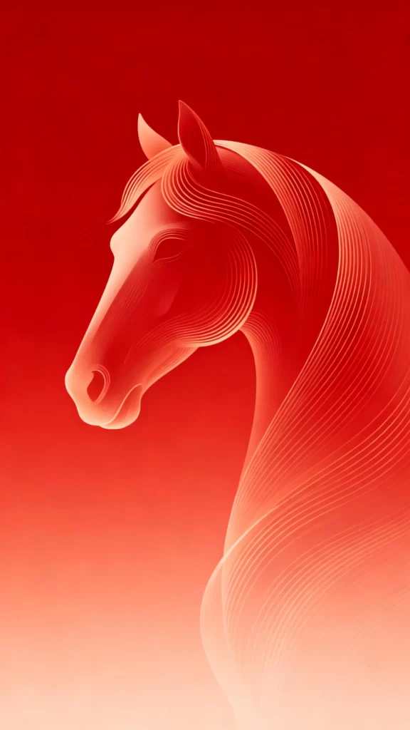 Horse Red Artistic Lines Abstract