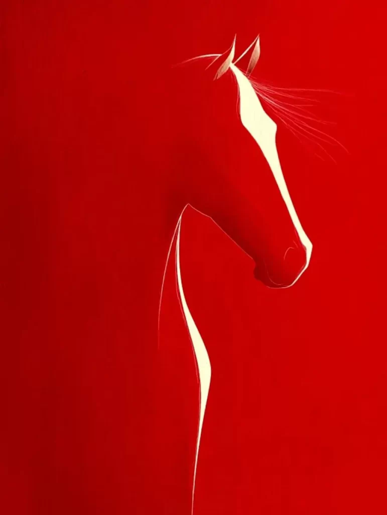 Horse Red Silhouette Art Minimalist