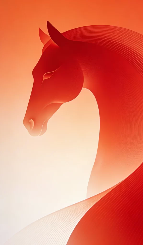 Horse Silhouette Abstract Red Lines