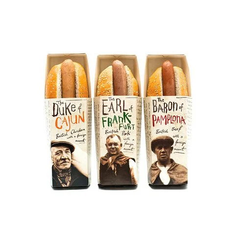Hot Dog British Chicken British Pork British Beef Traditional Vintage Red Green Orange
