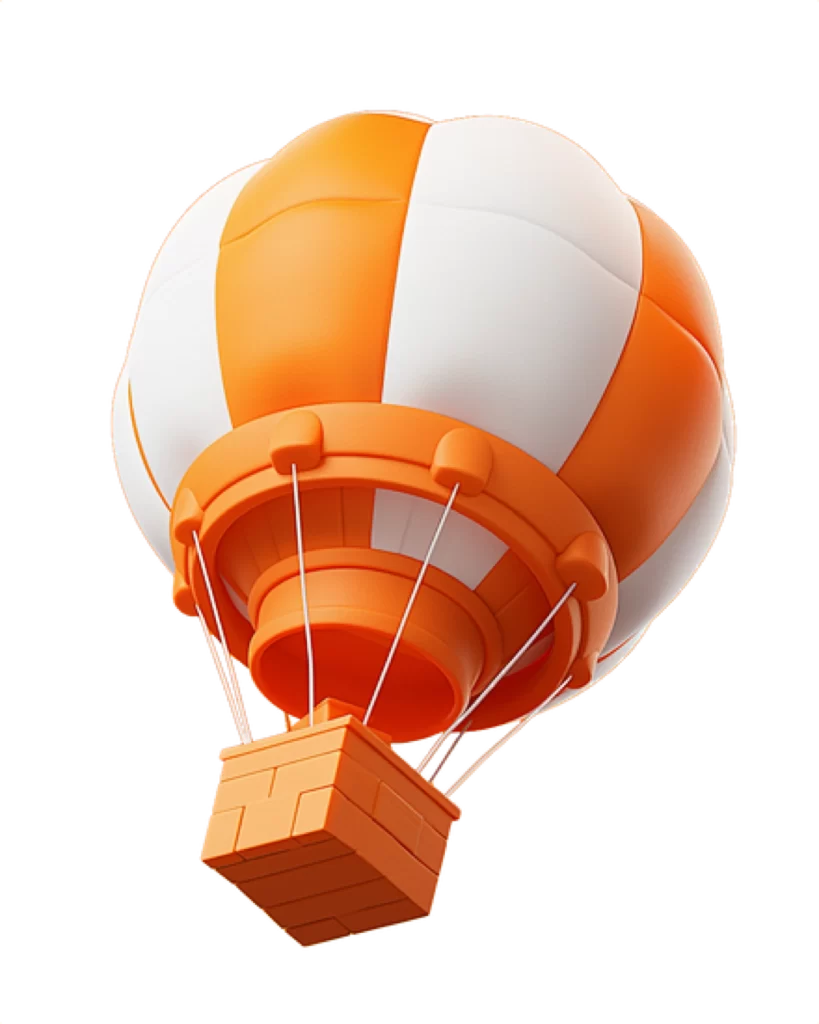 HotAirBalloon Orange White Basket