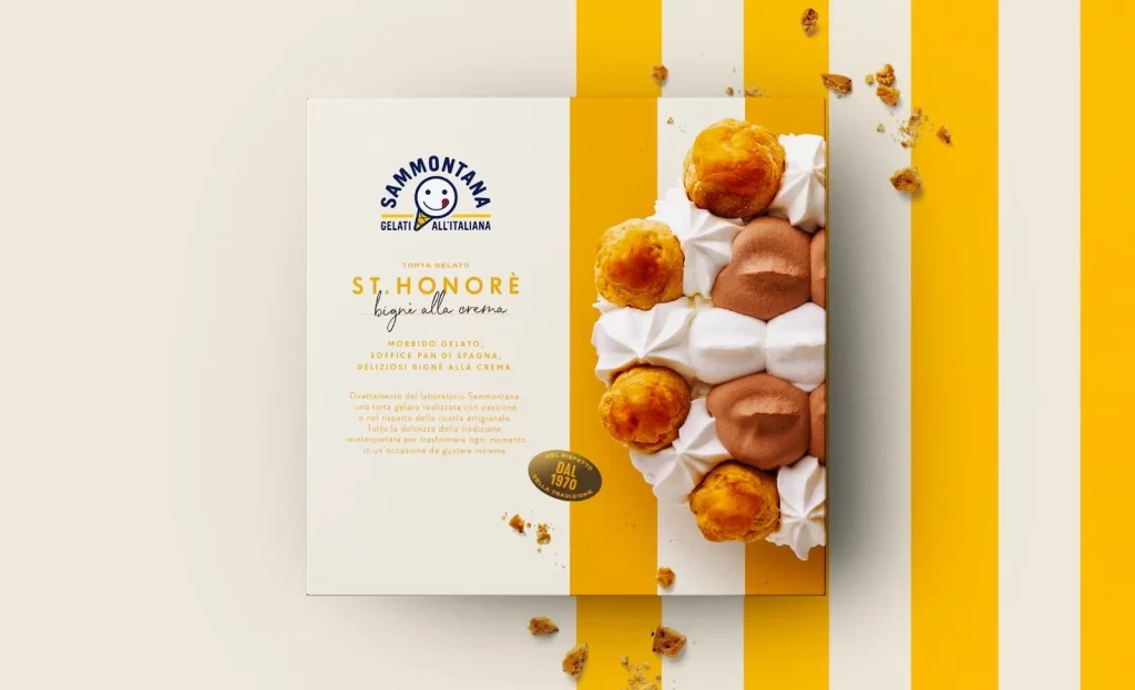 Ice Cream Packaging Yellow Stripes Modern Clean Typography