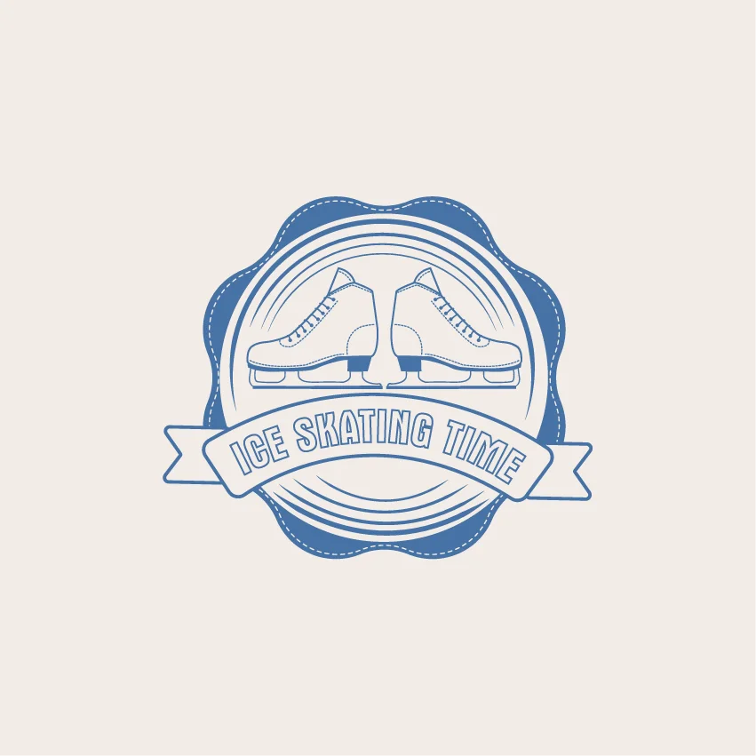 Ice Skating Time Vintage Badge Emblem