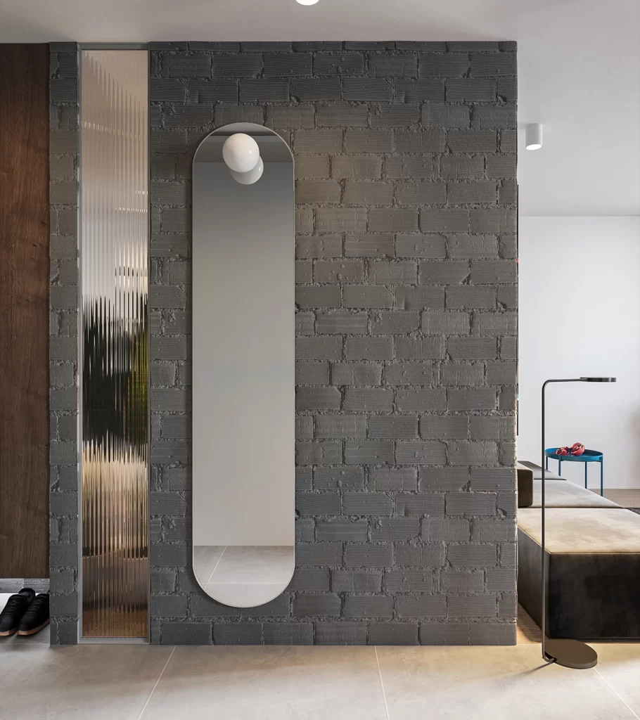 Industrial Chic Bedroom Dark Gray Brick Wall Minimalist