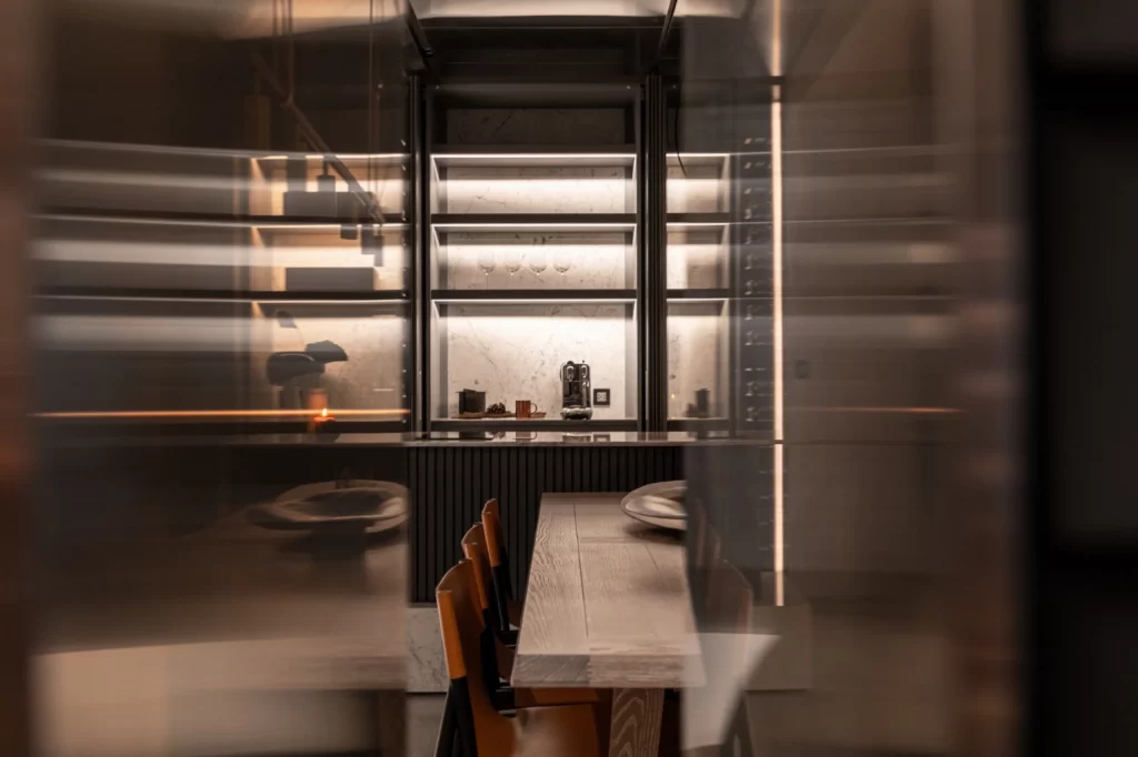 Industrial Chic Dining Space Black Neutral Wood Accents