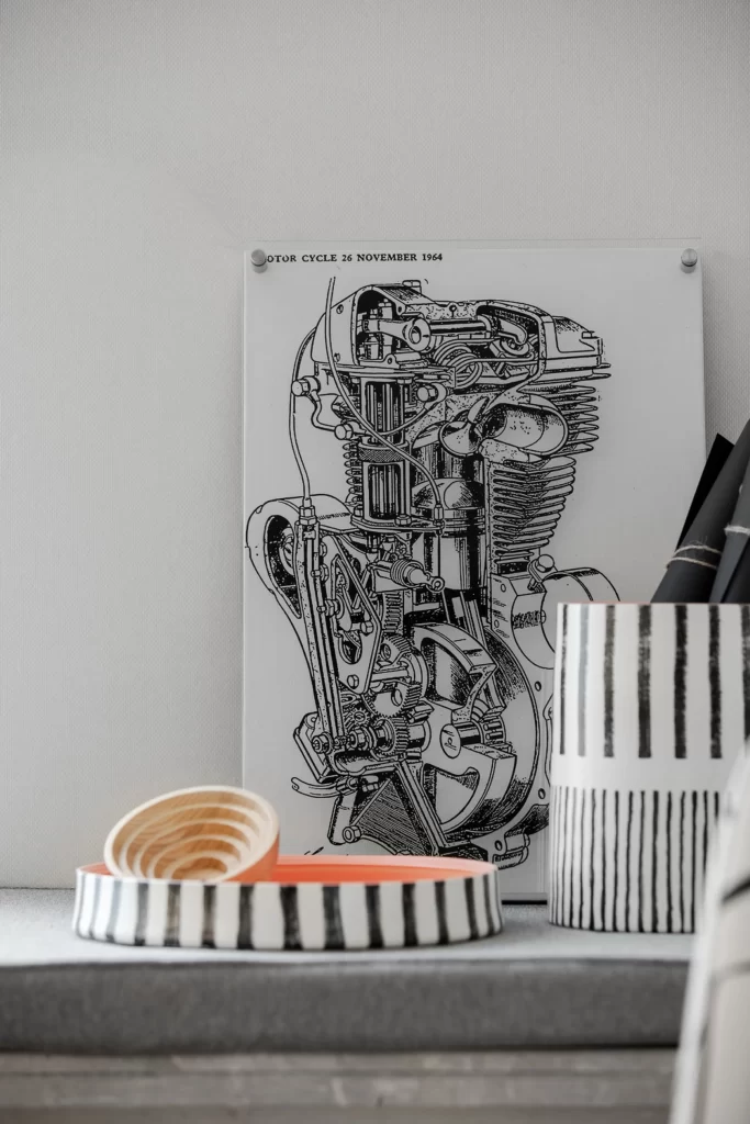 Industrial Chic Workspace Black White Orange Metal