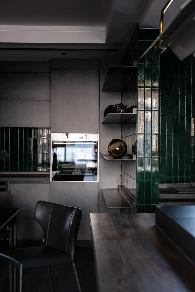 Industrial Kitchen Dark Green Black Stainless Steel