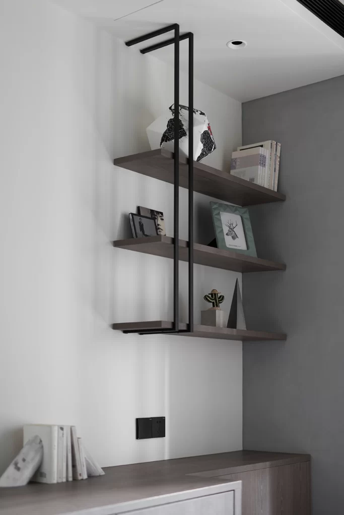 Industrial Loft Neutral Gray Black Metal Shelving