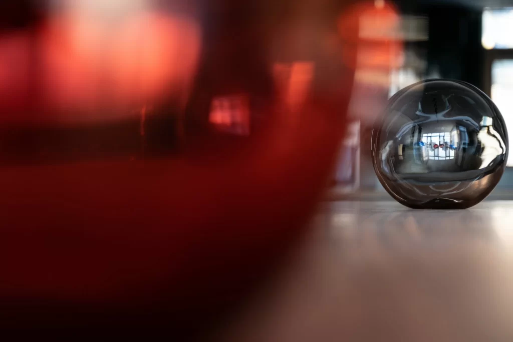 Industrial Loft Red Black Glass Sphere Reflective