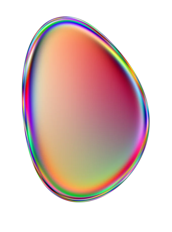 Iridescent Egg Shape with Gradient Hues