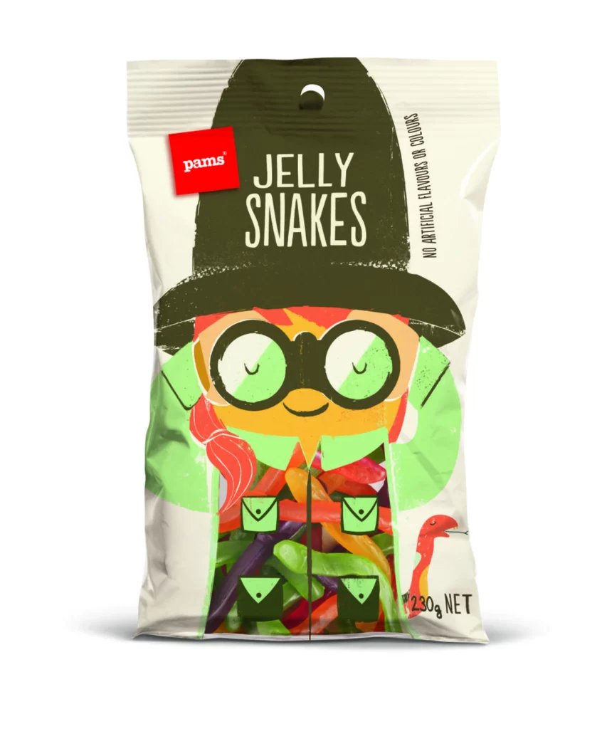 Jelly Snakes Illustration Bright Green Red Yellow