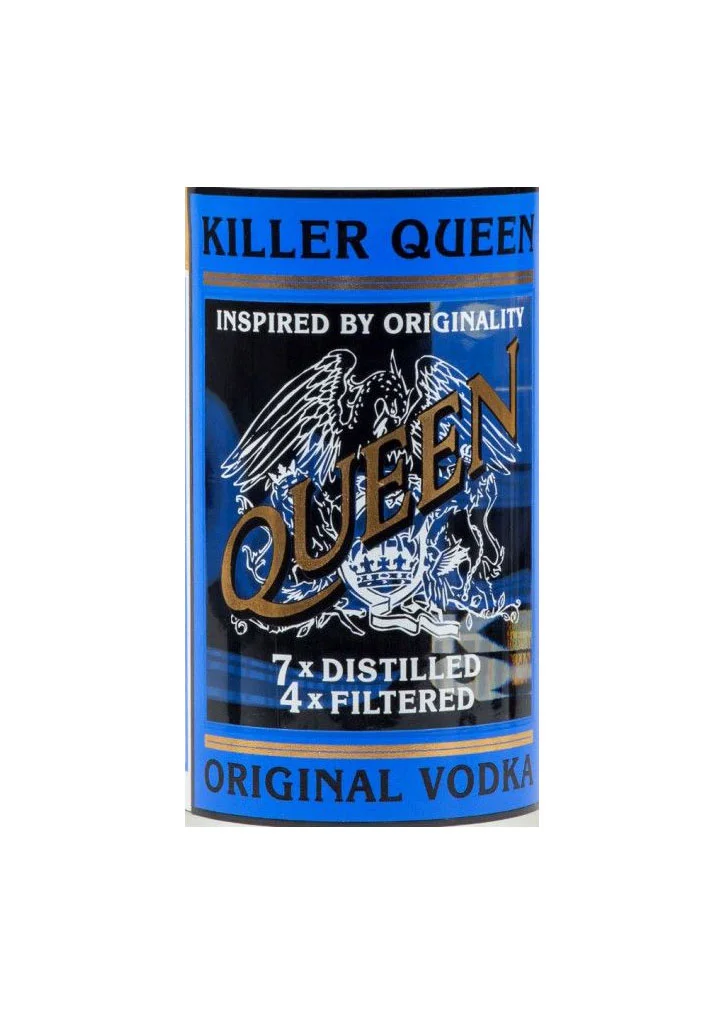 Killer Queen Vodka Blue Gold Distilled Filtered Design