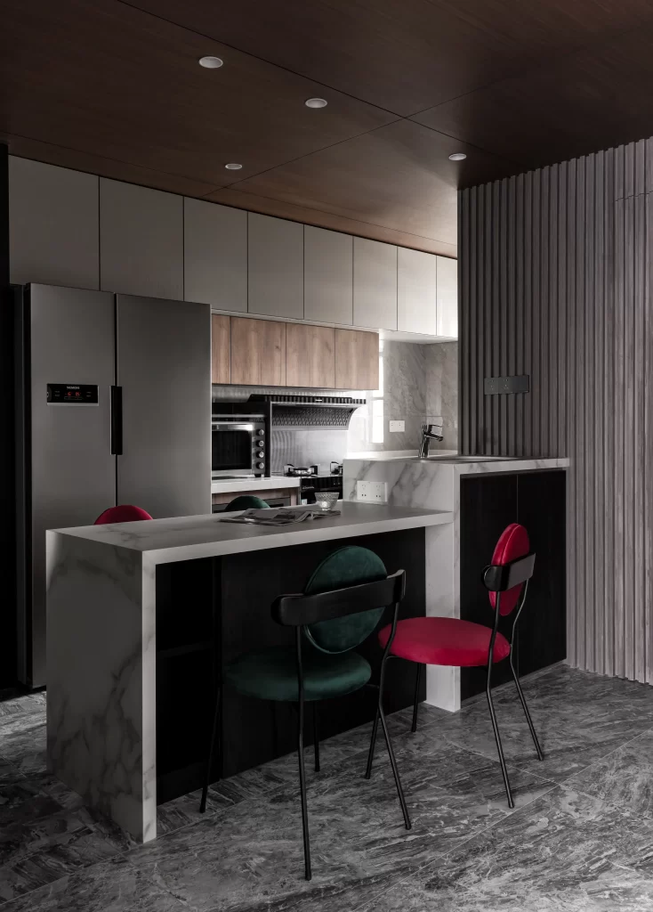 Kitchen Contemporary Black White Marble Wood