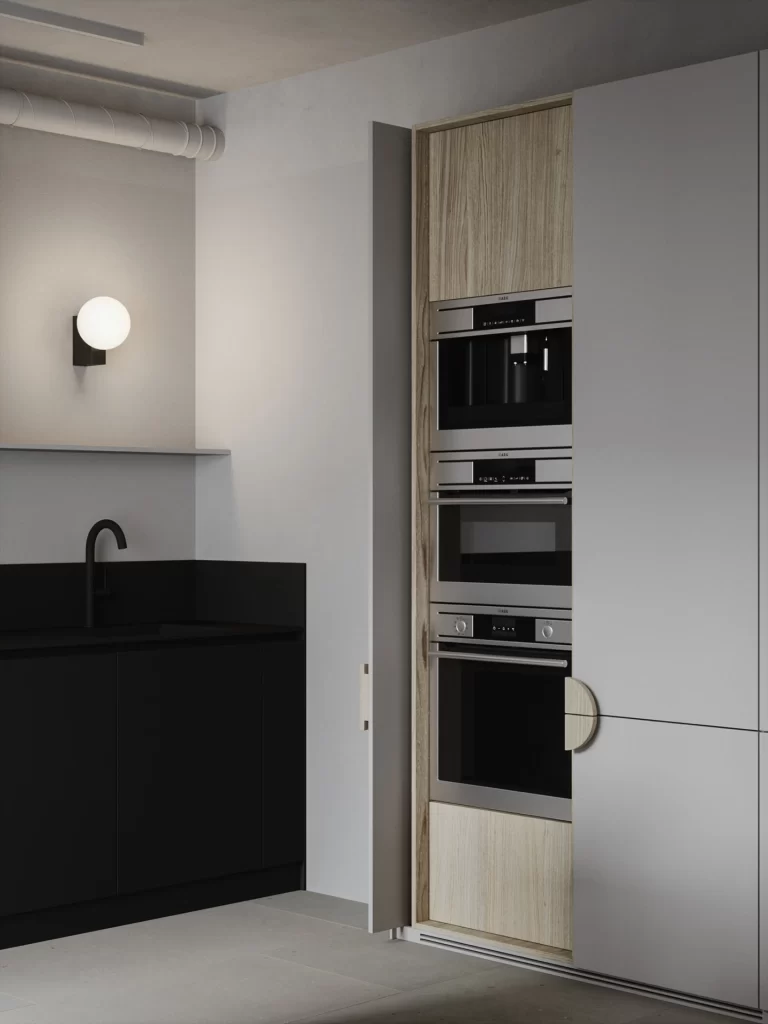 Kitchen Contemporary Black White Wood Appliances
