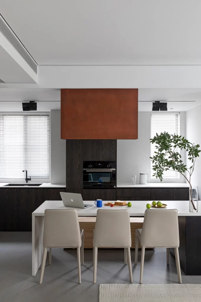 Kitchen Contemporary Dark Wood White Neutral Minimalist