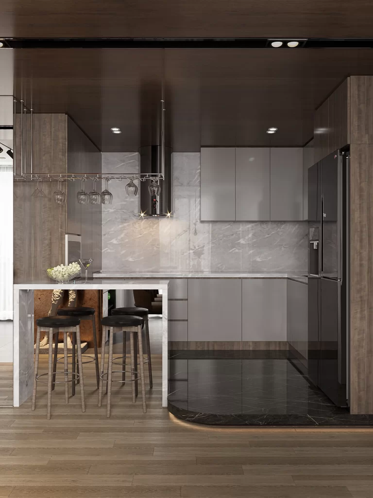 Kitchen Contemporary Gray Neutral Stainless Steel Marble