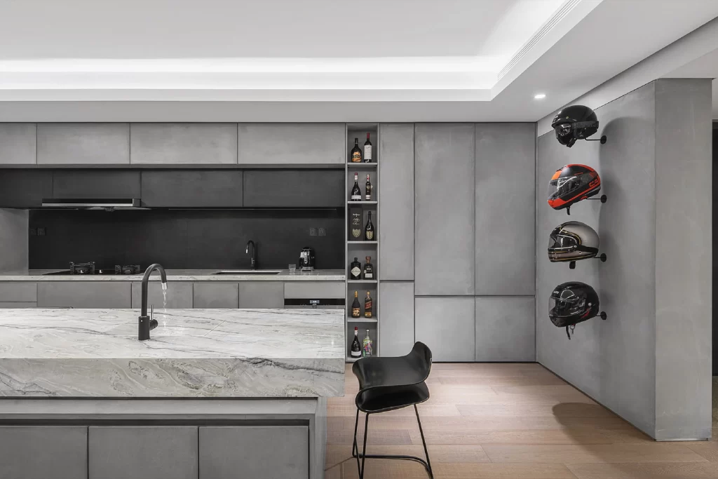 Kitchen Contemporary Grey Black Marble Minimalist