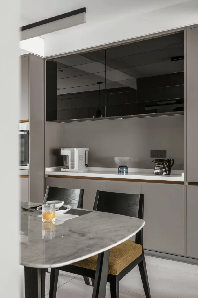 Kitchen Contemporary Grey White Marble Minimalist