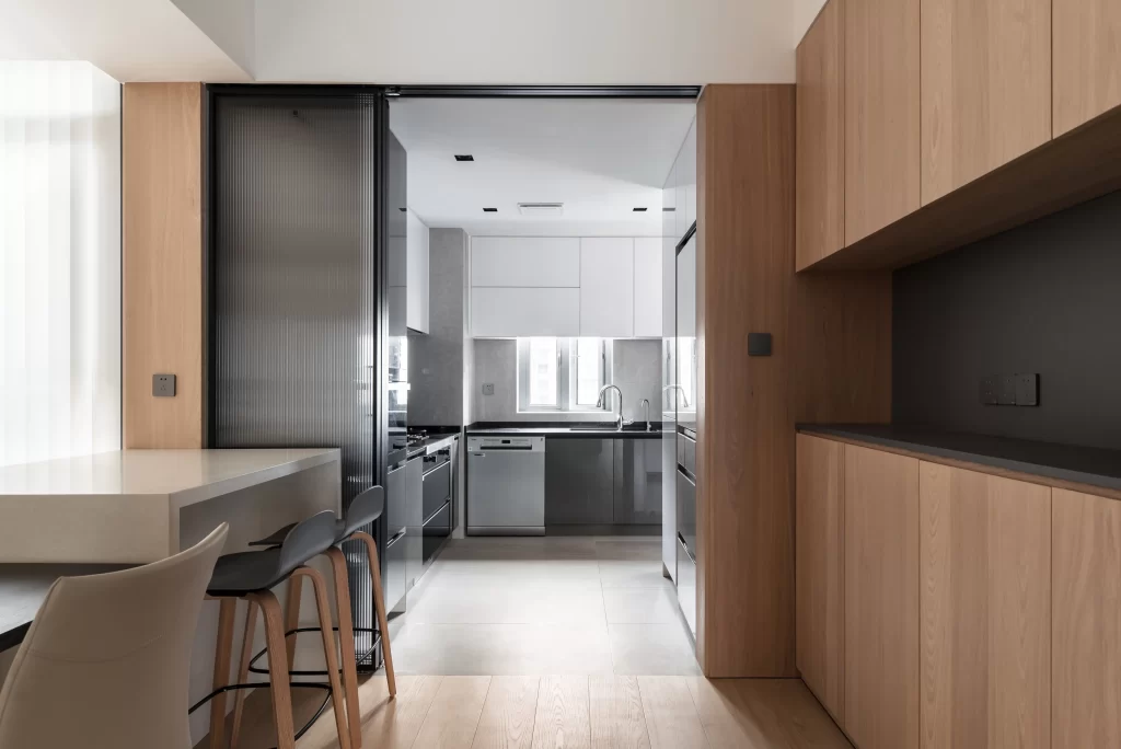 Kitchen Contemporary Neutral Light Wood Black White