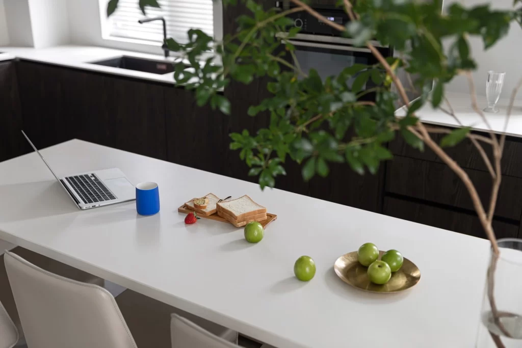 Kitchen Contemporary White Dark Wood Minimalist