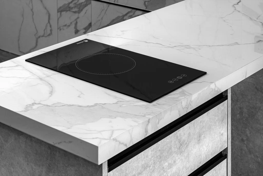 Kitchen Contemporary White Marble Black Induction Cooktop