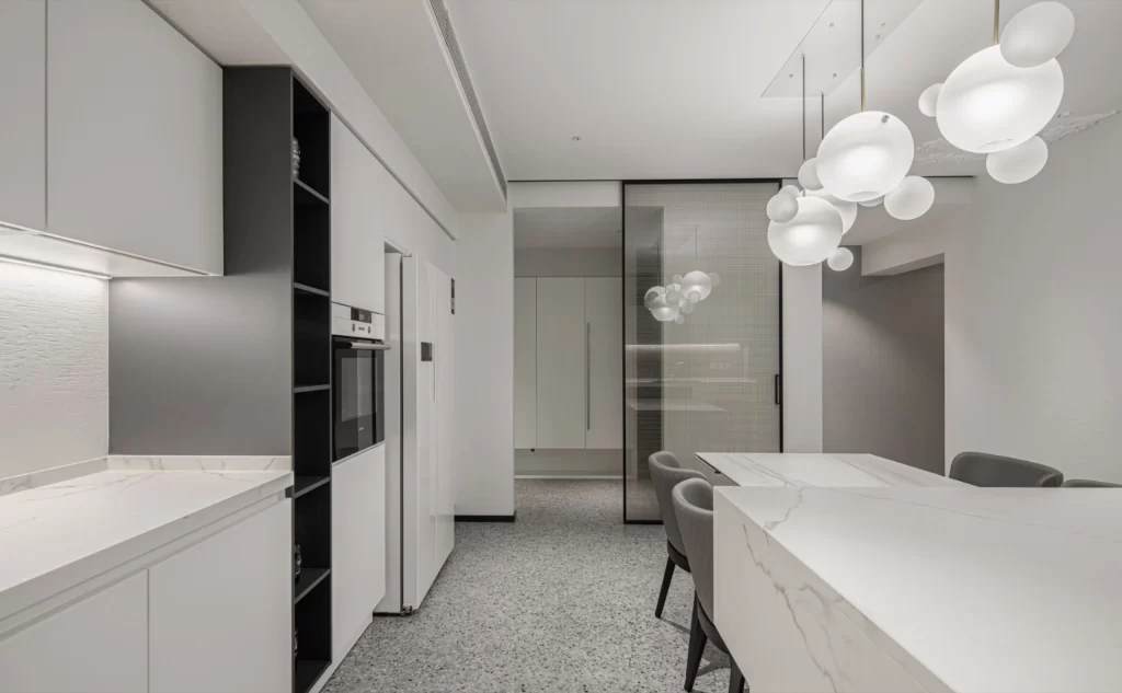 Kitchen Contemporary White Neutral Marble Minimalist