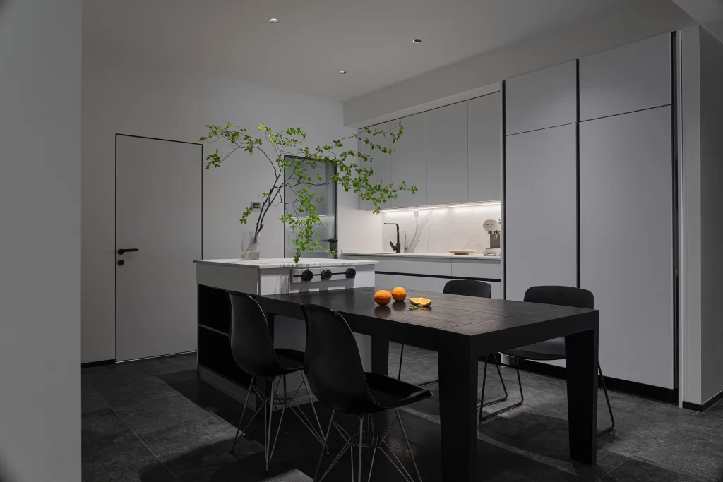 Kitchen Dining Area Modern Minimalist White Black Neutral