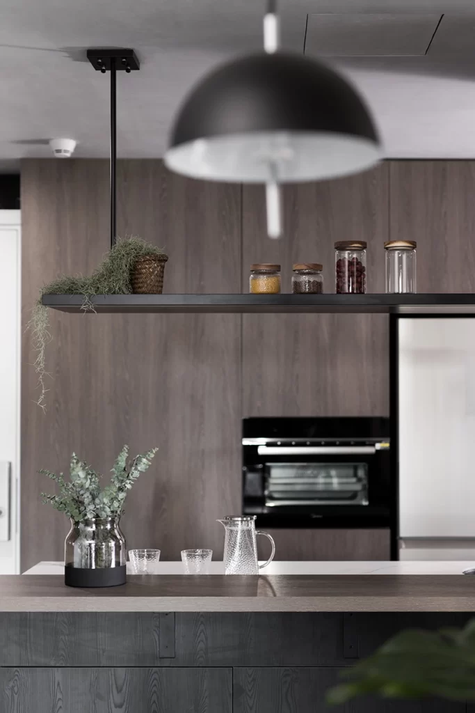 Kitchen Industrial Dark Wood Neutral Black