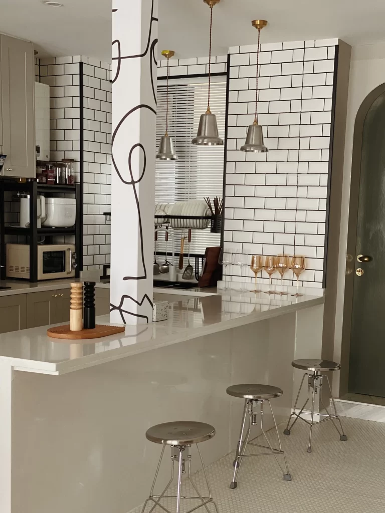 Kitchen Industrial White Black Metal