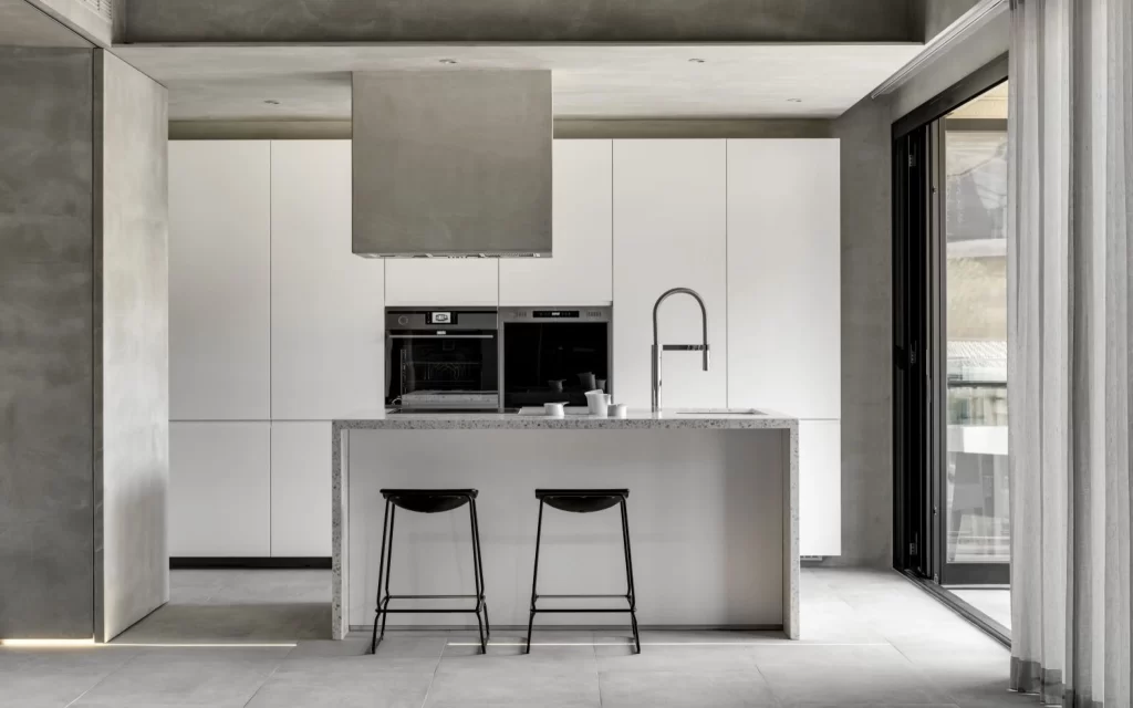 Kitchen Minimalist White Neutral Stainless Steel