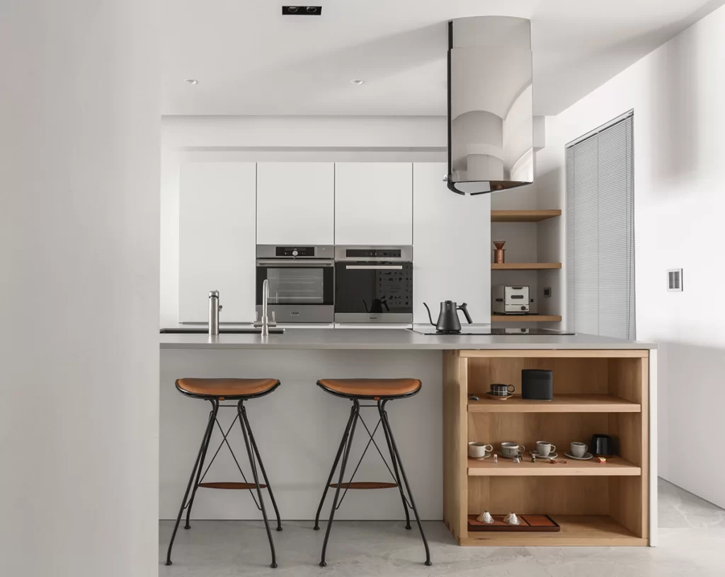 Kitchen Modern Minimalist White Neutral Stainless Steel