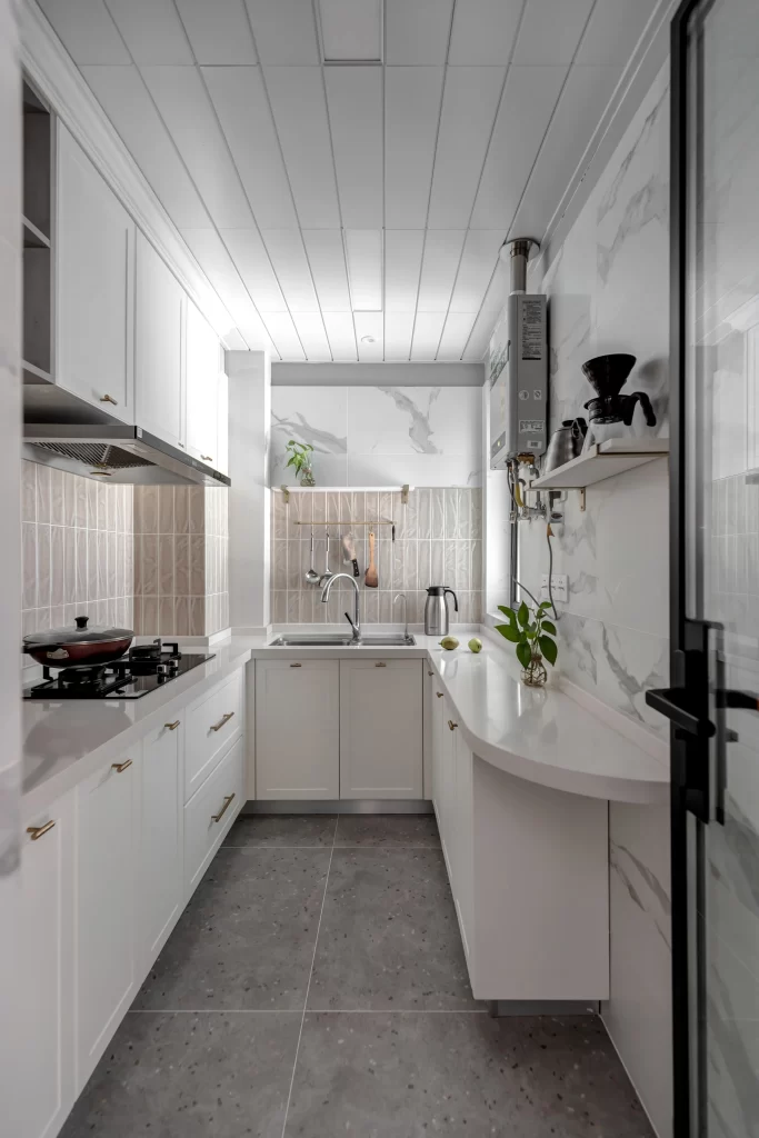 Kitchen Modern White Marble Minimalist Stainless Steel