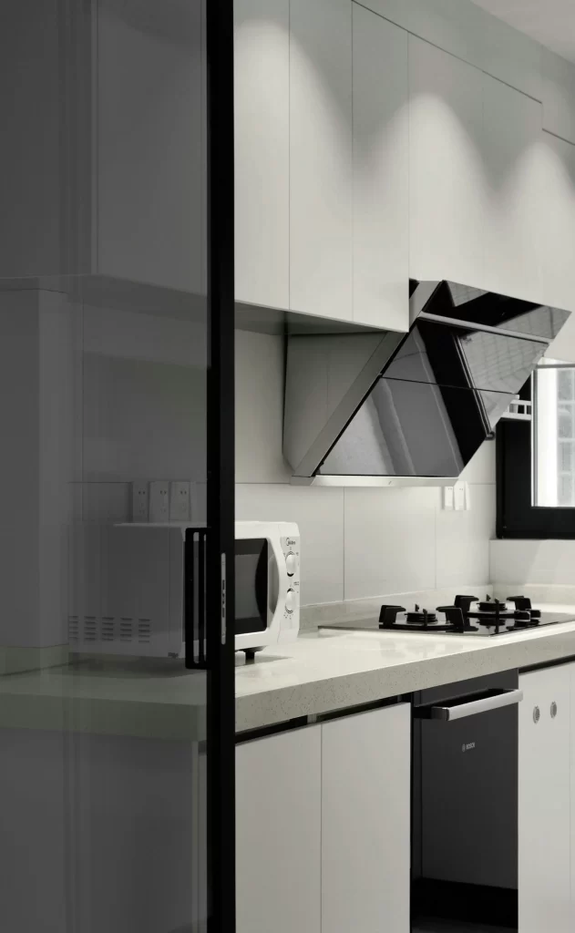 Kitchen Modern White Minimalist Black Appliances