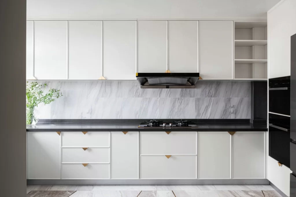 Kitchen Modern White Minimalist Black Marble