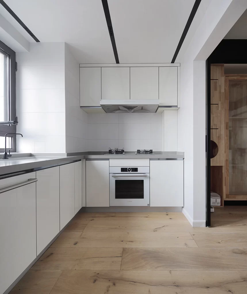 Kitchen Modern White Minimalist Stainless Steel Wood