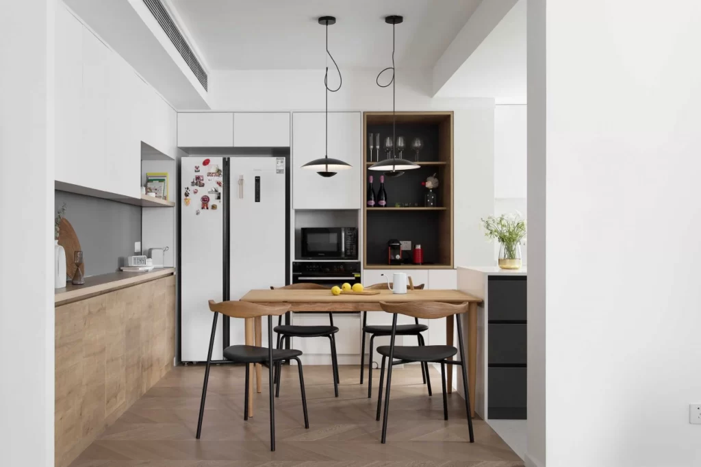 Kitchen Scandinavian White Wood Black Minimalist