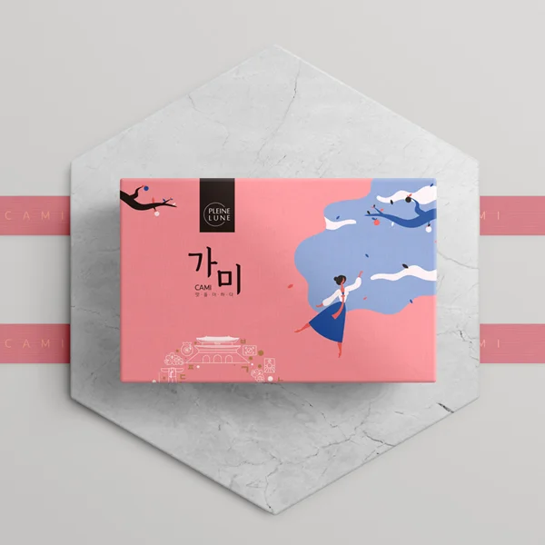 Korean Snack Box Pink Blue Illustration Traditional Design