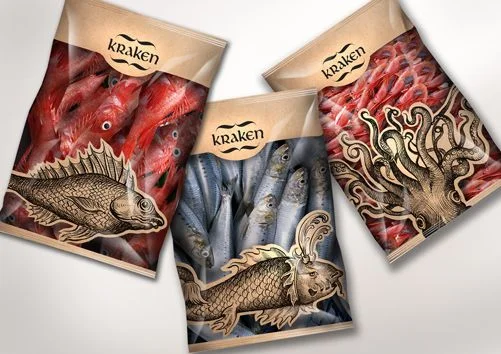 Kraken Fish Packaging Illustration