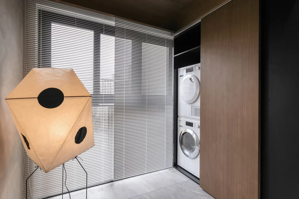 Laundry Room Contemporary Neutral White Wood Appliances