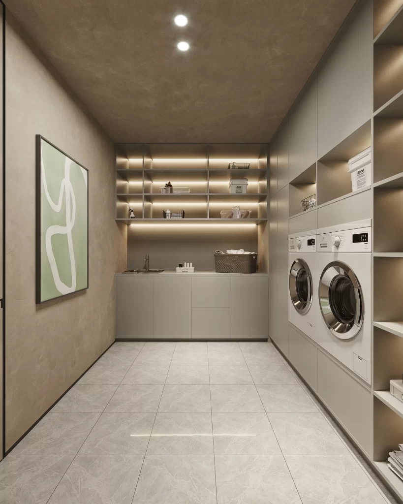 Laundry Room Modern Minimalist Neutral Clean Functional